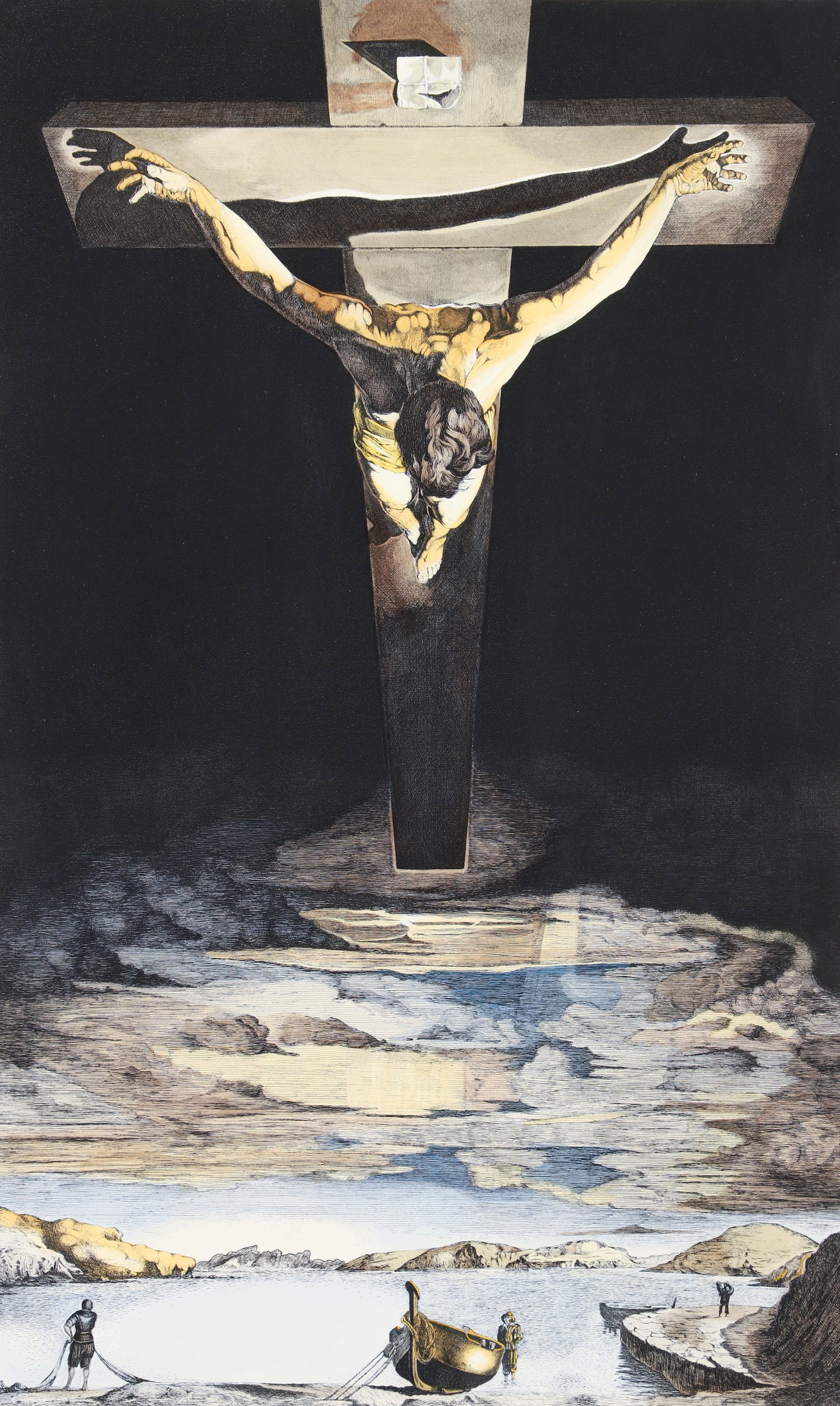 Salvador Dali 1982 Print Christ de Saint Jean de la Croix for Glasgow Museum: Dali, after Salvador (Spanish, 1904-1989), Le Christ de Saint Jean de la Croix [Christ of St John of the Cross], 1982, etching with colors, signed in pencil and numbered 401/450, impression 27 x 17.25