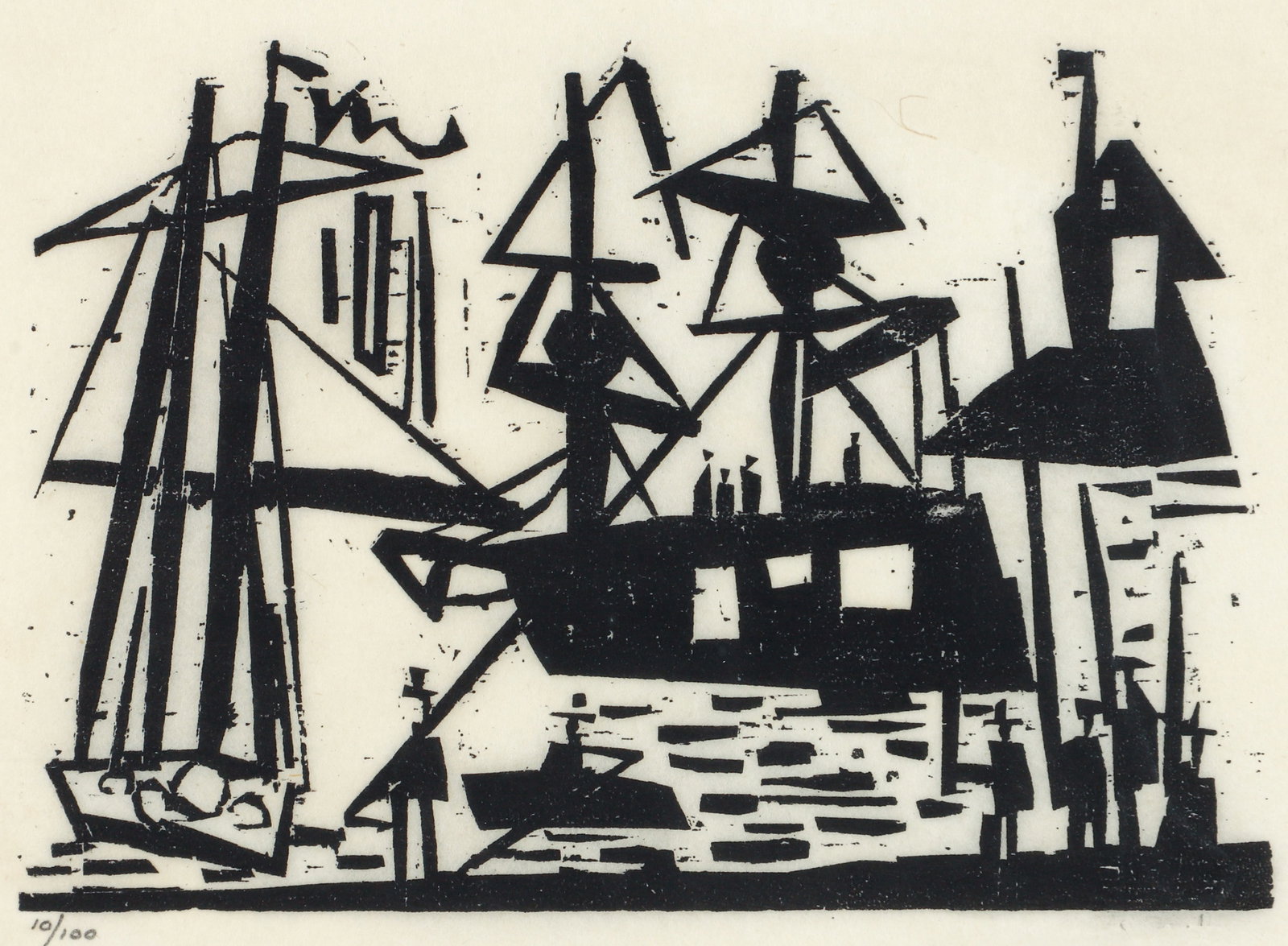 Lyonel Feininger Woodcut Harbour With Boats Posthumous Edition (1 of 4)