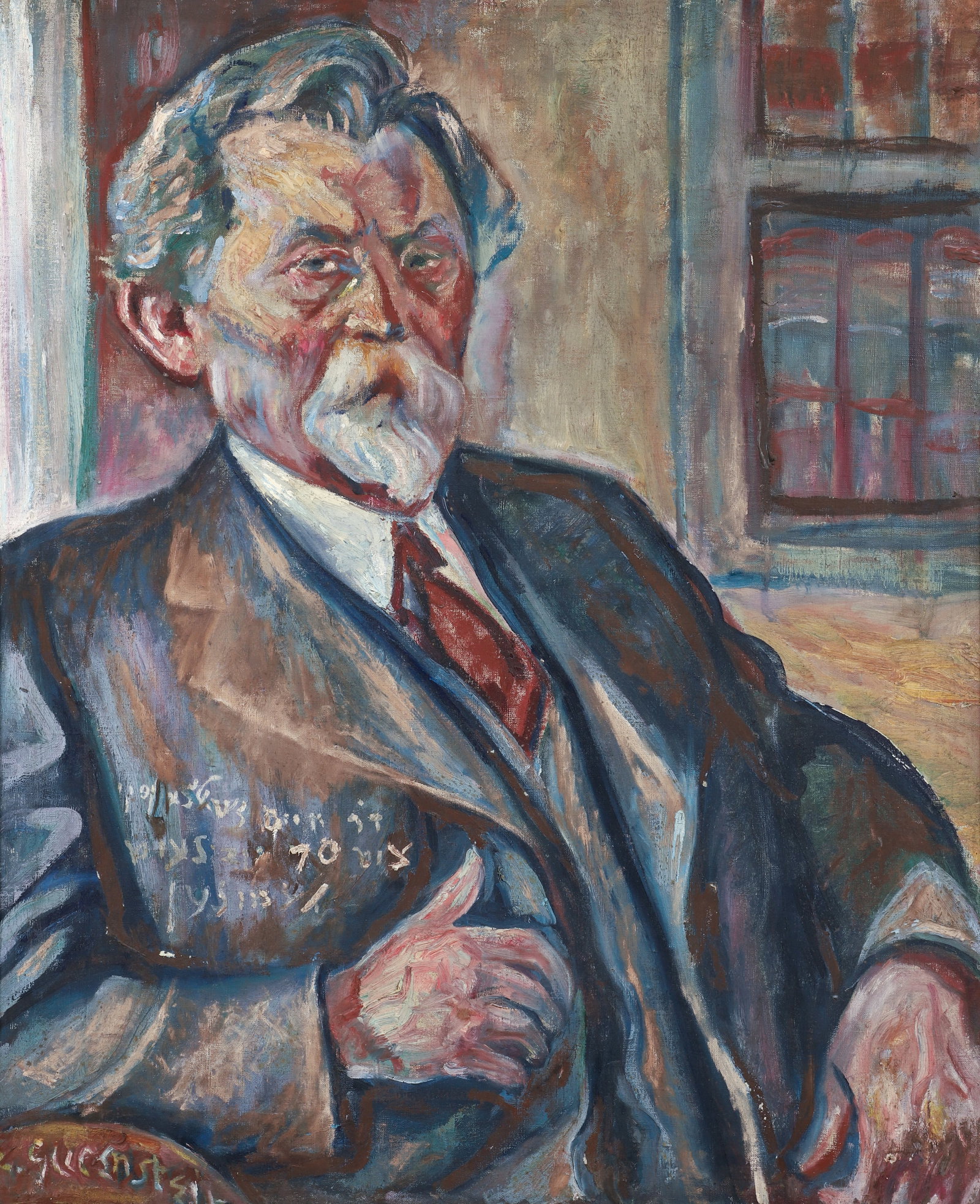 Enrico Glicenstein Portrait of a Jewish Man c.1930s Oil on Canvas: Glicenstein, Enrico (Henryk) (Polish/Jewish/American, 1870-1942), Portrait of a Jewish Man, c.1930s (or earlier), oil on canvas, signed lower left, illegible inscription in Yiddish above the signature