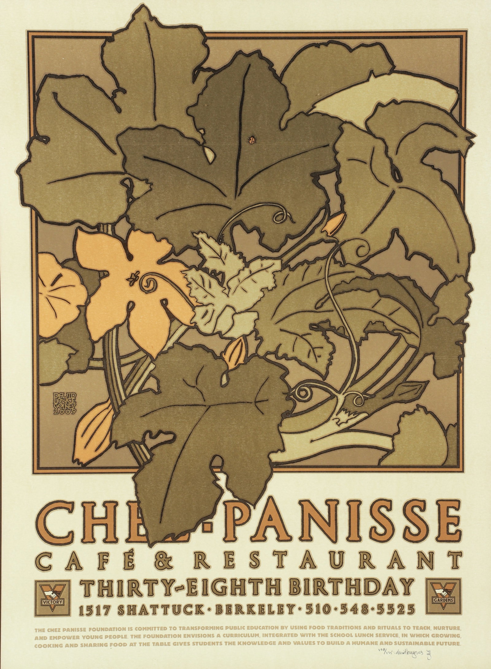 David Lance Goines Chez Panisse 2009 Signed Lithograph (1 of 3)