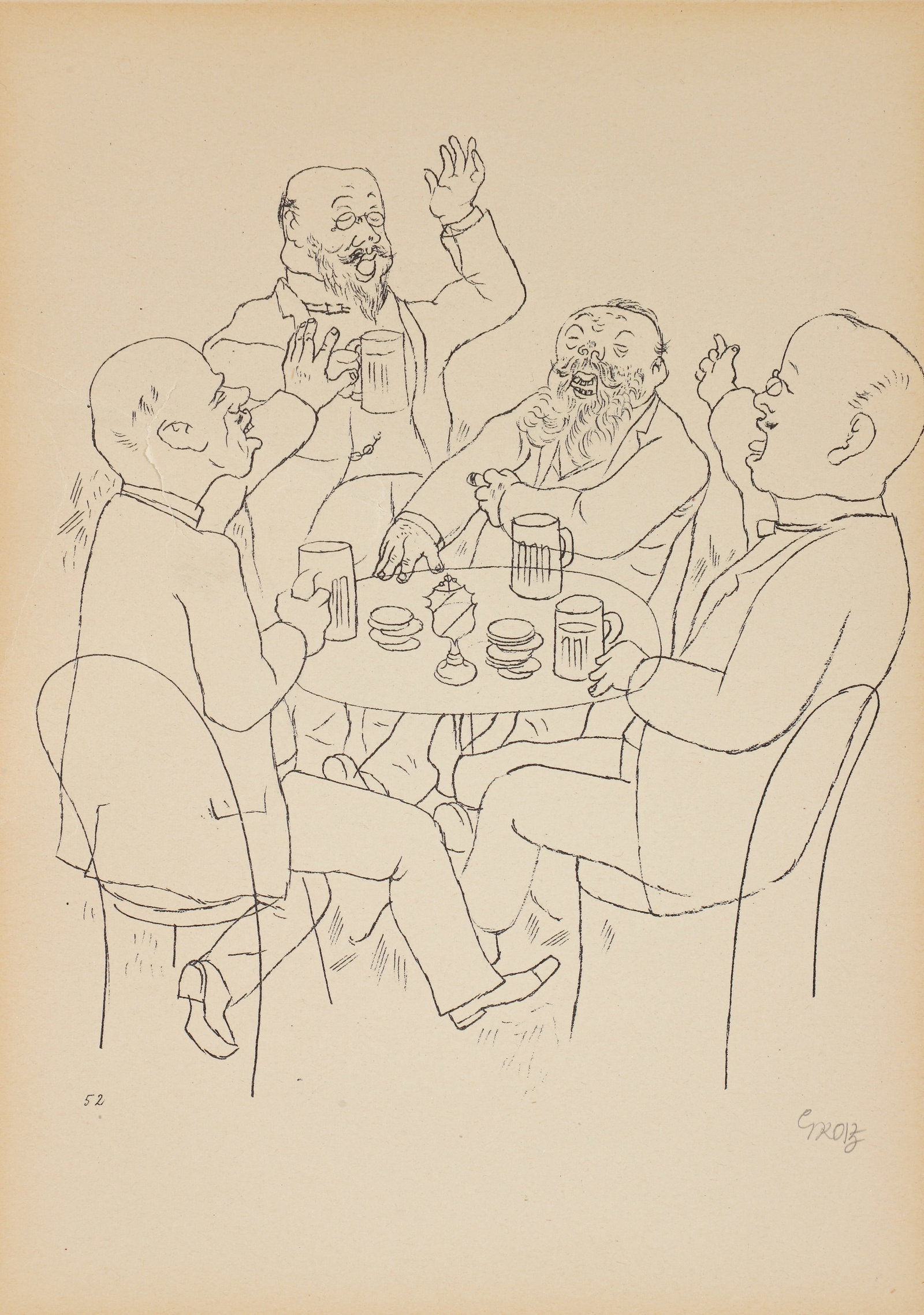 George Grosz offset lithograph O alte Burschenherrlichkeit (1 of 4)