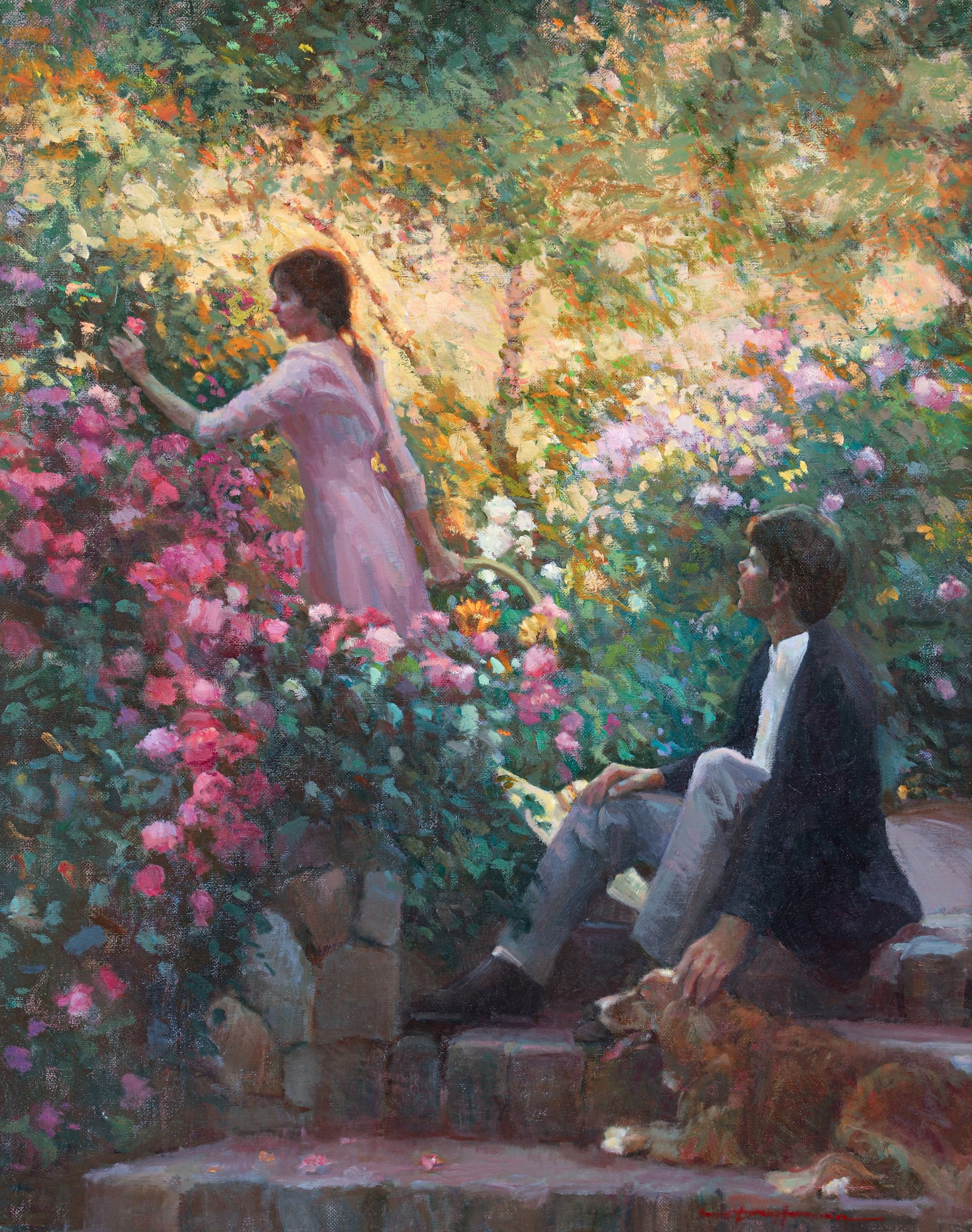 Donald Hatfield Oil on Canvas On the Garden Steps (1 of 4)