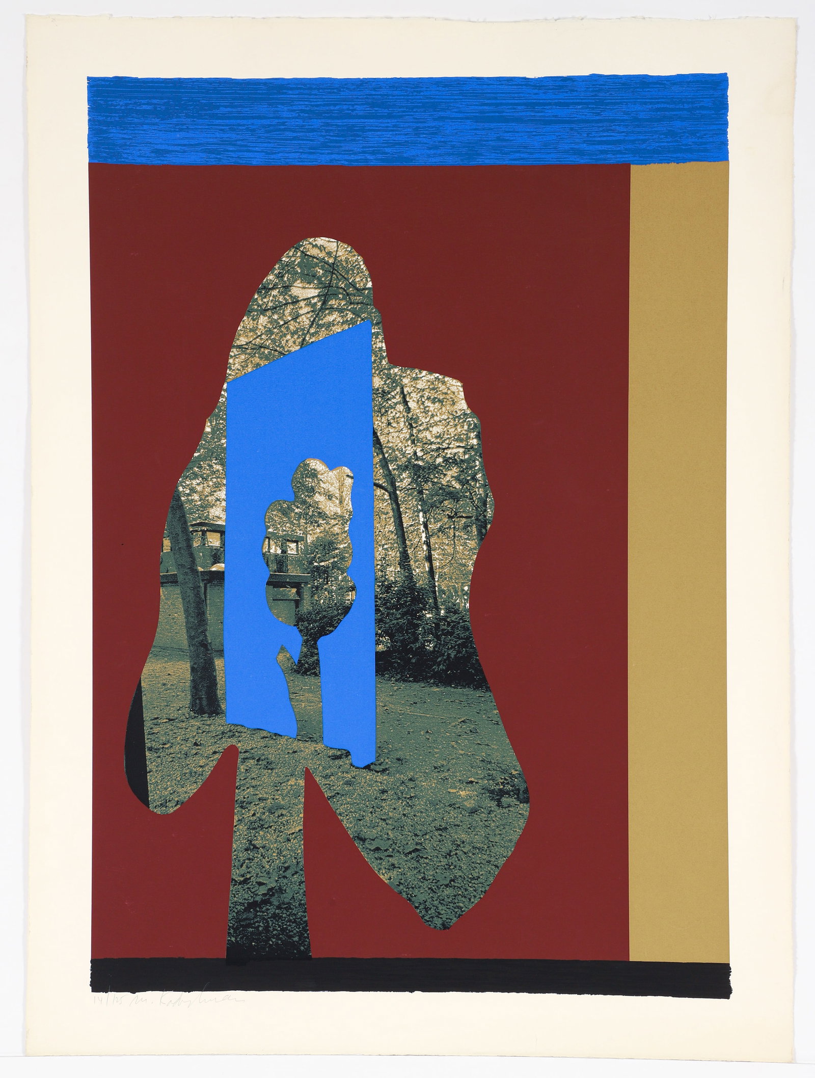 Menashe Kadishman orig lithograph Tree in Tree (Burgundy and Gold): Kadishman, Menashe (Israeli, 1932-2015 ), Untitled - Tree in Tree (Burgundy and Gold), Year: 1980, Medium: Lithograph printed in colors, pencil signed and numbered 14/125 from an edition of 125, measu