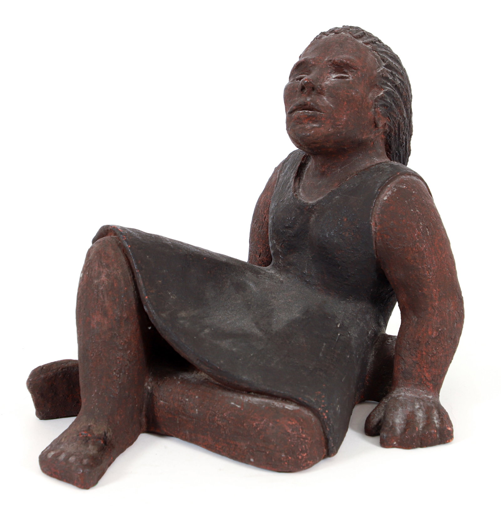 Merle Klingensmith clay sculpture Seated Girl with Crossed Legs (1 of 5)