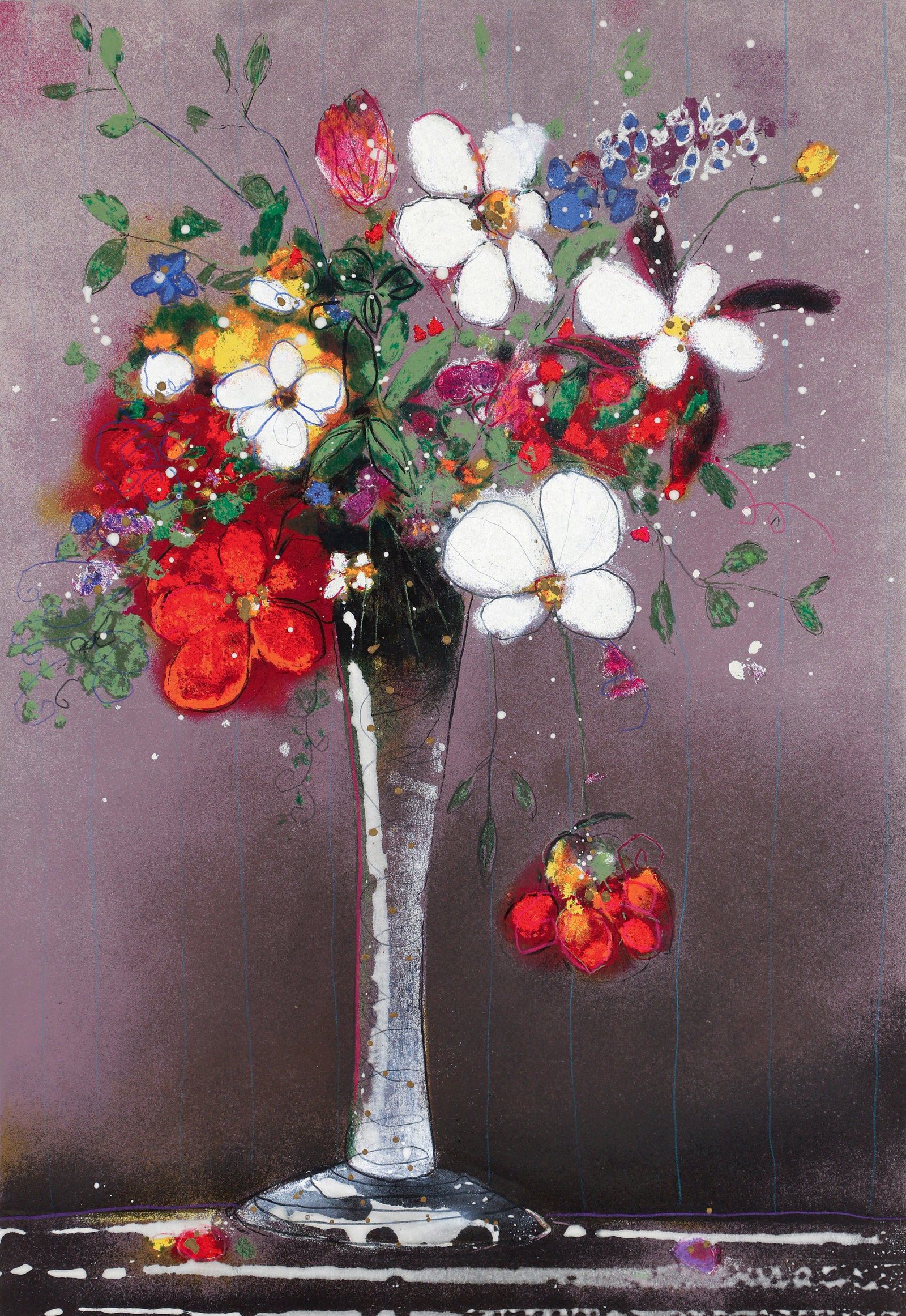 Aleah Koury mixed media Still Life of Flowers (1 of 3)
