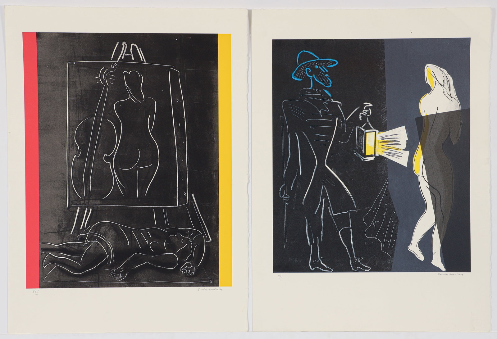 2 Sonia Lawson 1996 original screenprints Night Watchman and Twin Forms (1 of 5)