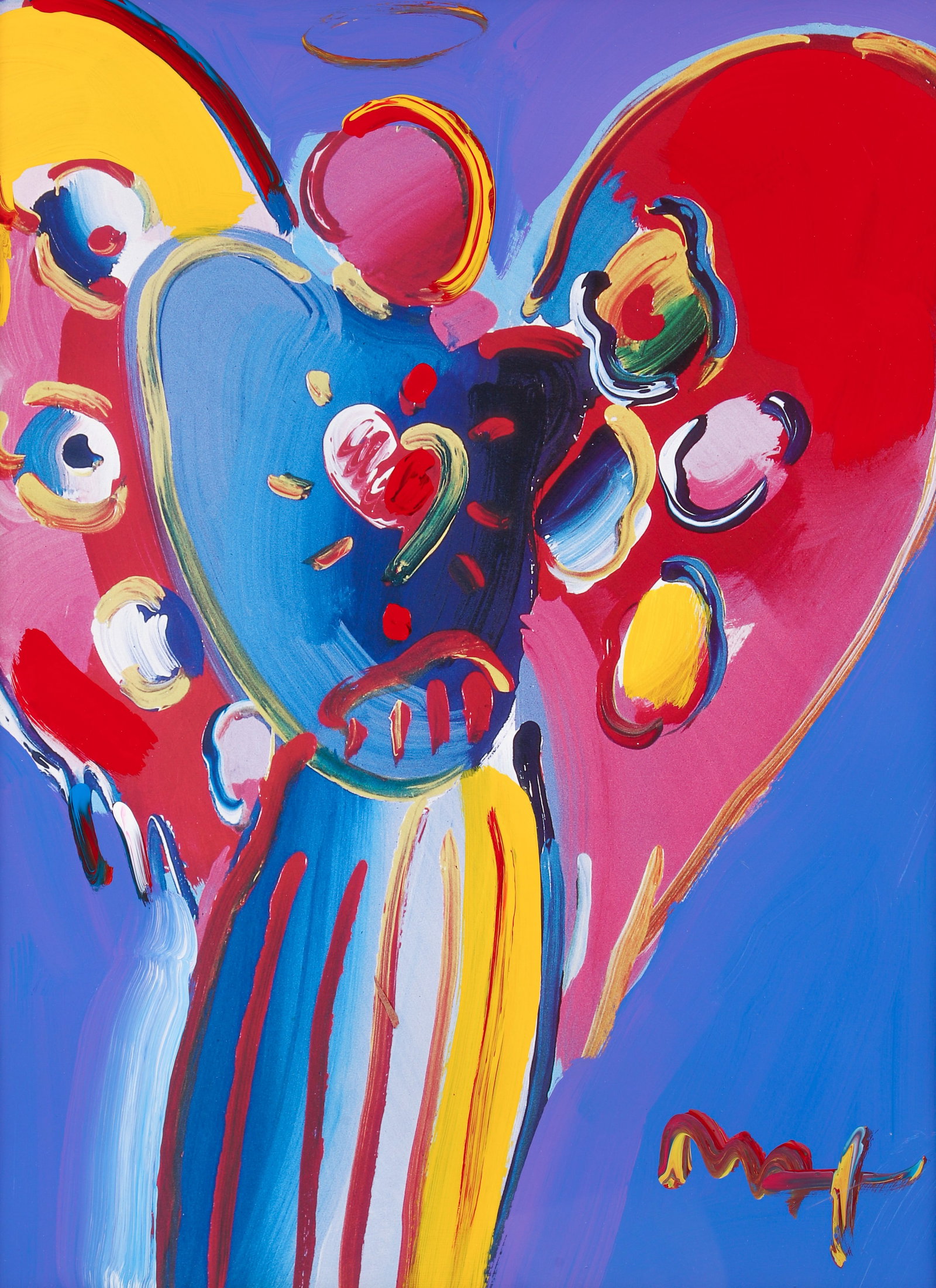 Peter Max Angel With Heart Original Mixed Media Painting (1 of 3)