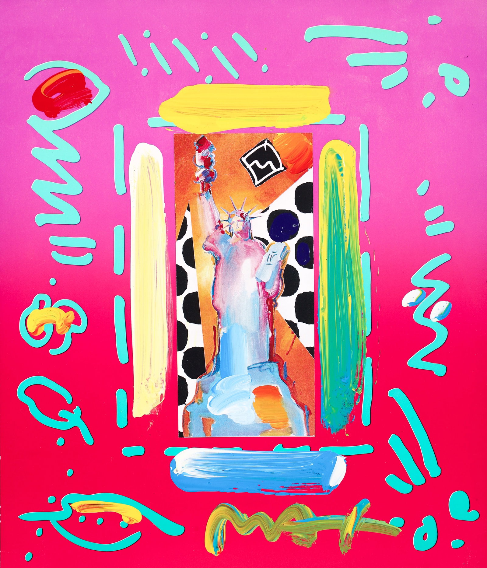 Peter Max Statue of Liberty Original Mixed Media Painting (1 of 3)
