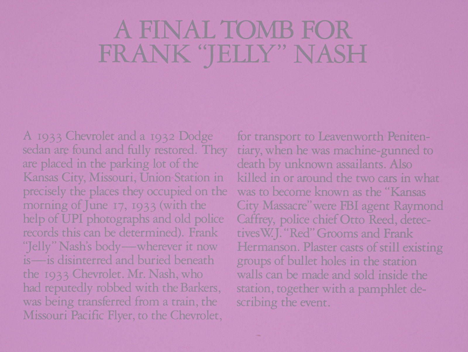 Robert Morris signed screenprint A Final Tomb for Frank Jelly Nash: Morris, Robert (American,1931-2018), A Final Tomb for Frank 'Jelly' Nash, 1980, serigraph printed in colors, pencil signed and numbered 117 of 180, dated, print measures 18 x 24 inches, unframed print