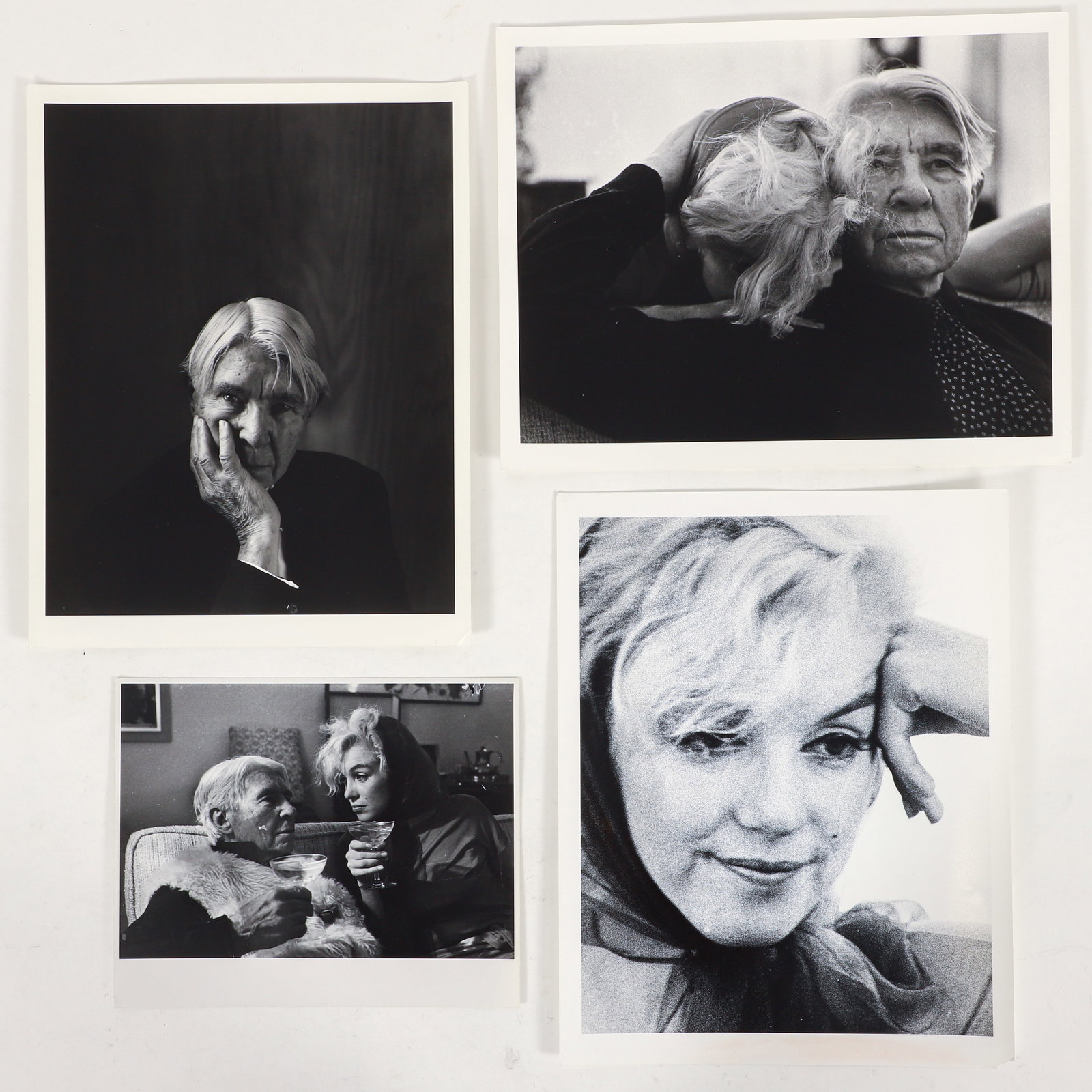 4 Arnold Newman photos featuring Marilyn Monroe and Carl Sandburg: Newman, Arnold (American, 1918-2006), 4 photographs of Marilyn Monroe and Carl Sandburg, 1950's , printed later, 12.5 x 10 inches and smaller, mostly signed (by an unknown hand presumed to be by the a