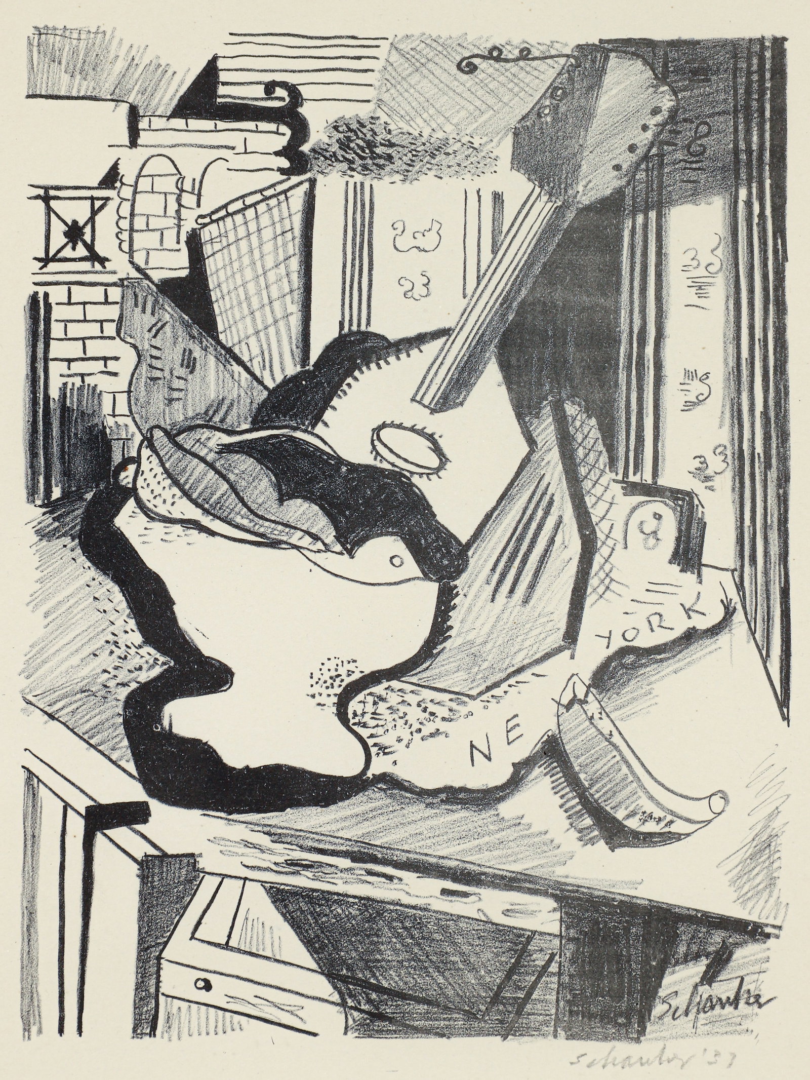 Louis Schanker Signed Lithograph Untitled Still Life 1937 (1 of 3)