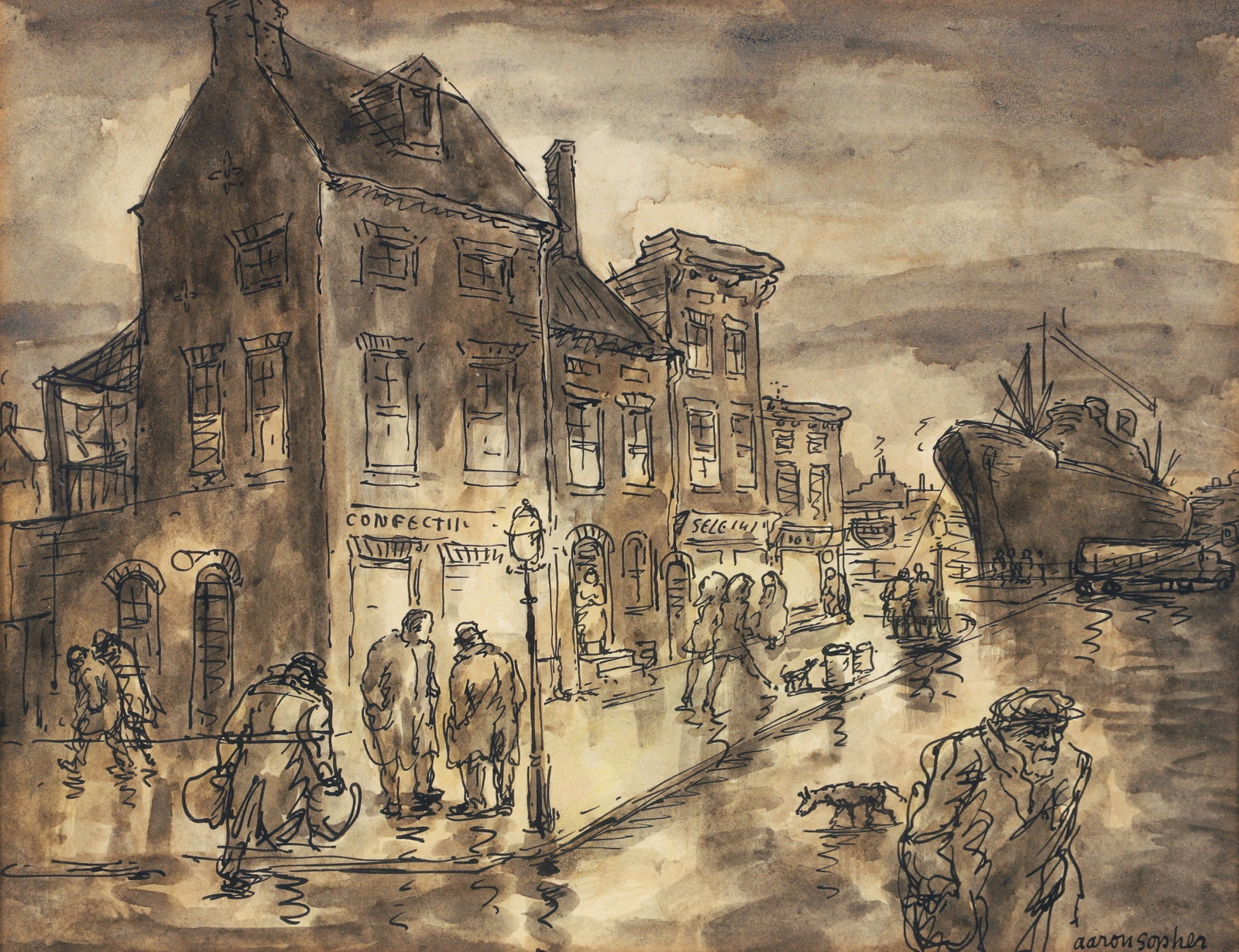 Aaron Sopher Baltimore Harbor Ink Drawing (1 of 3)