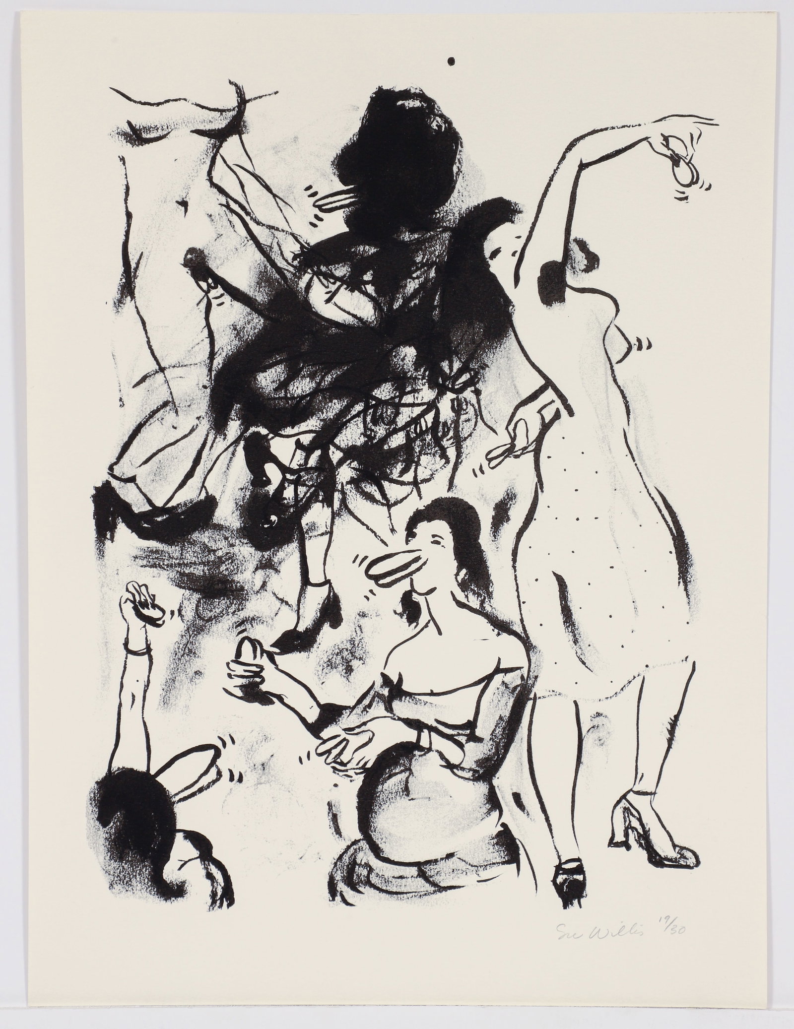 Sue Williams 1992 orig litho Castanettes signed: Williams, Sue (American, born 1954), Castanettes (or Castanets), 1992, lithograph, on wove paper, with full margins, Image 13.5 x 10 inches, (34.6 x 25.4 cm) Sheet, 16 x 12 inches, (40.6 x 30.5 cm), p