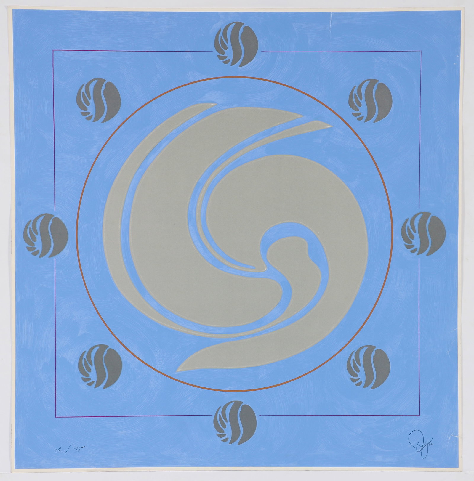 Jack Youngerman original serigraph Swirl Light Gray 1982 (1 of 3)