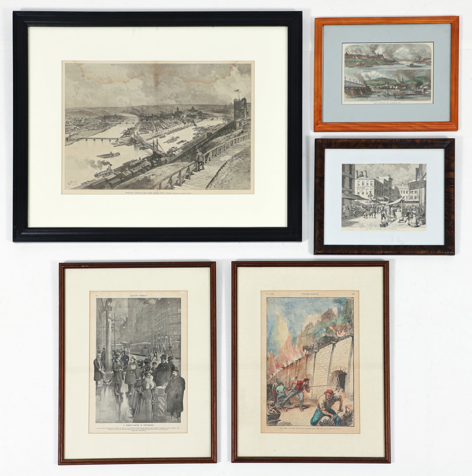 5 framed Pittsburgh subjects from 19th Century illustrated newspapers (1 of 4)