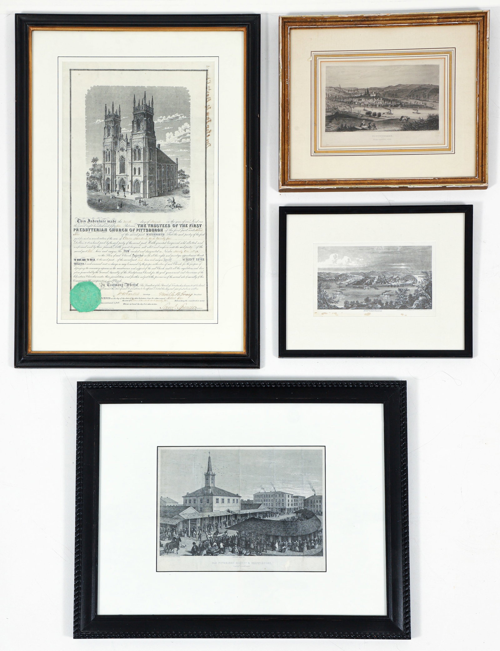 4 antique prints of Pittsburgh panoramas and Buildings (1 of 4)