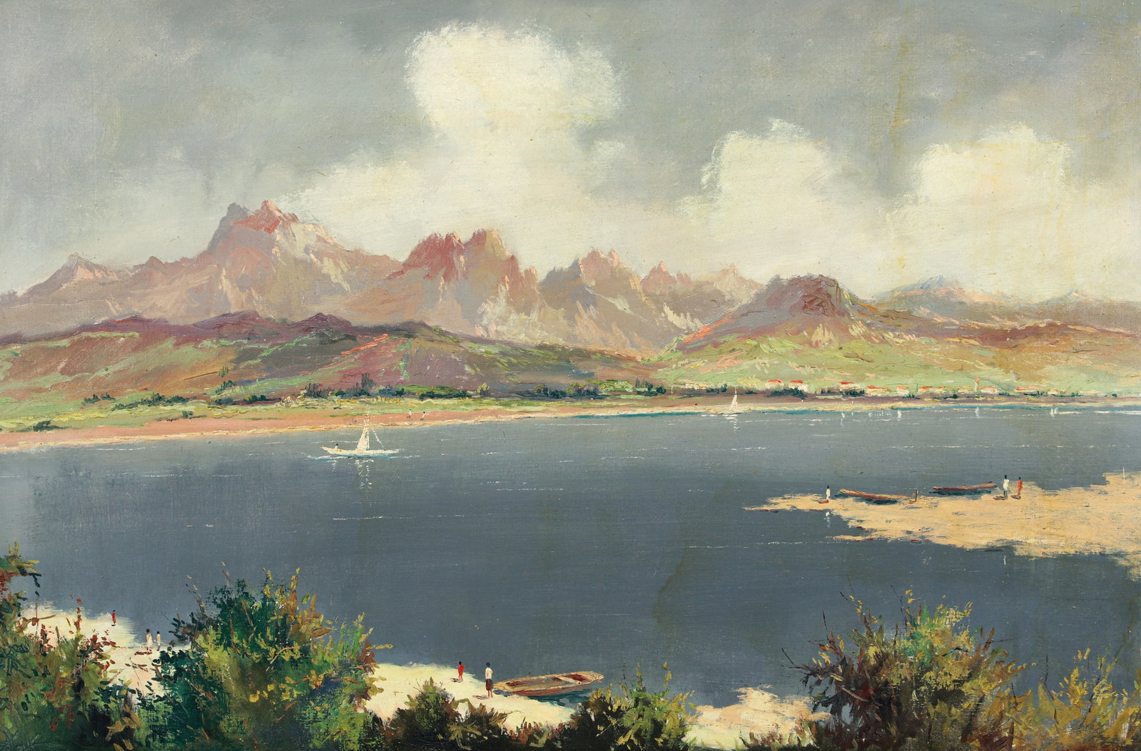Mid 20th Century Oil on Canvas Mountain Lake (1 of 3)
