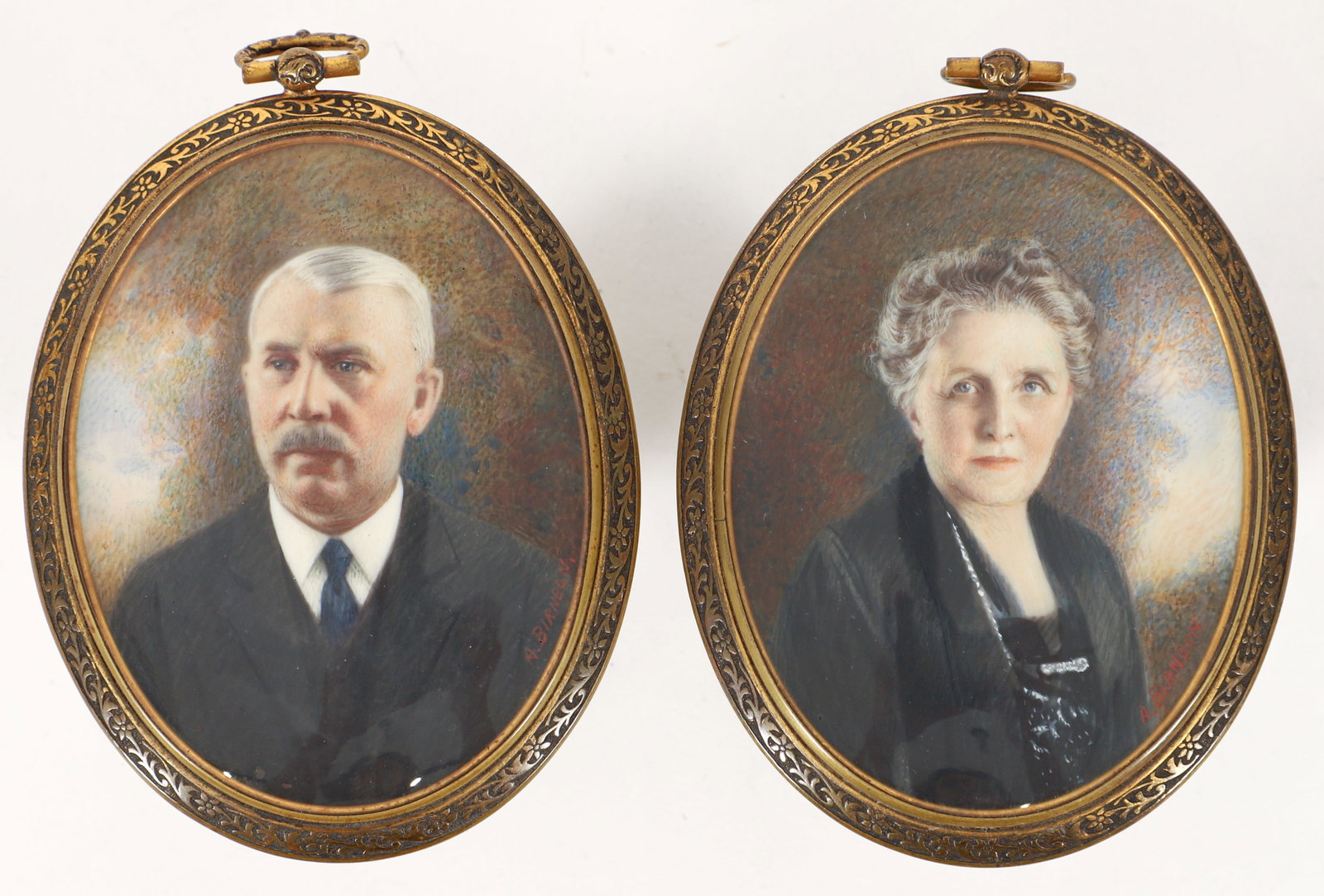 Husband and Wife painted pendants by A. Birnbon (1 of 5)