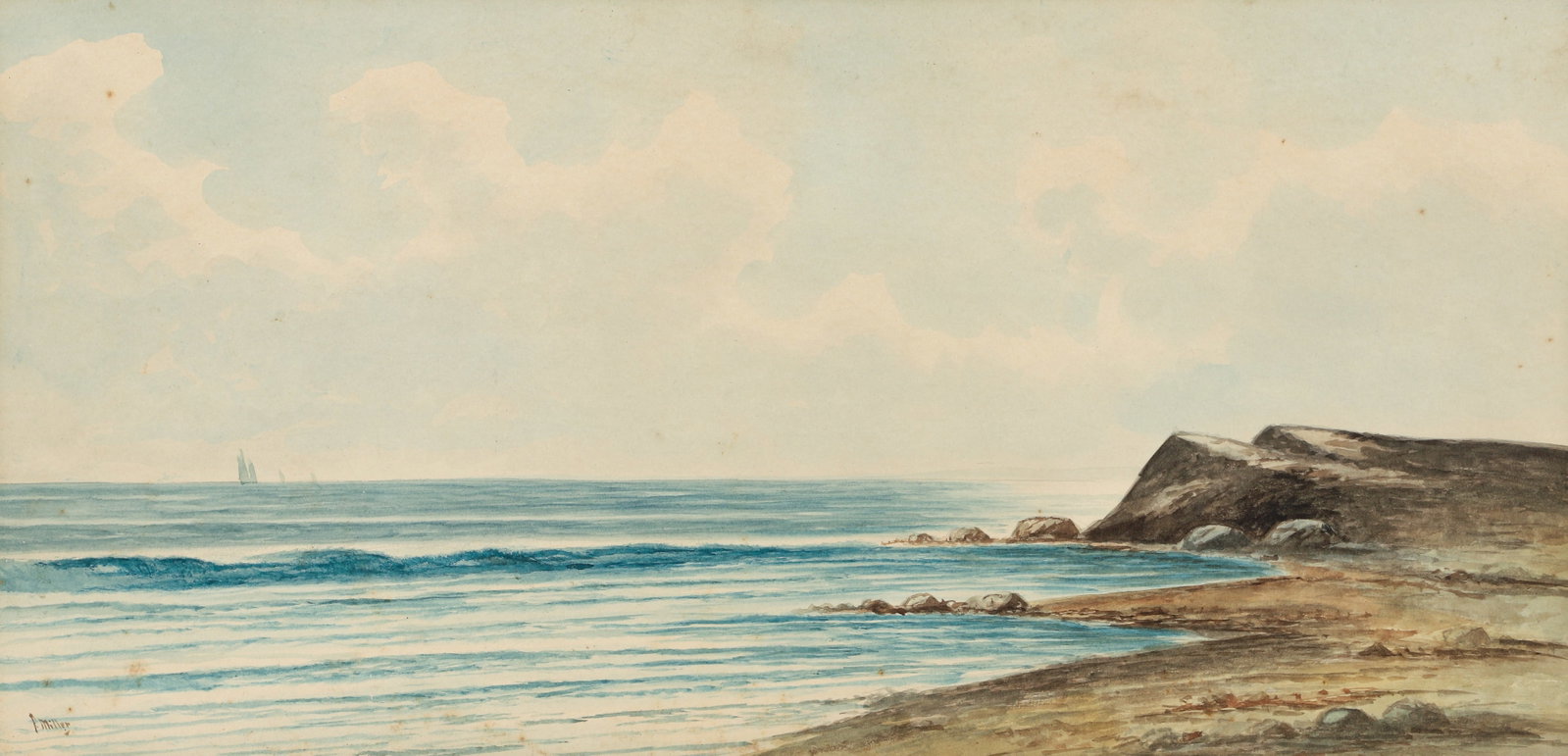 F. Miller Seascape watercolor Coastal Massachusetts (1 of 3)