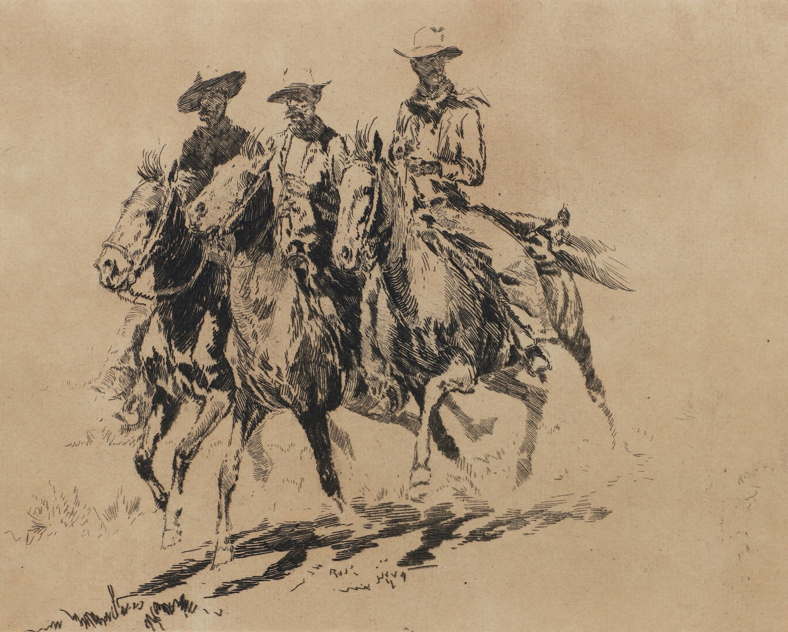 Edward Borein classic Western etching Going to Town #1 (1 of 3)