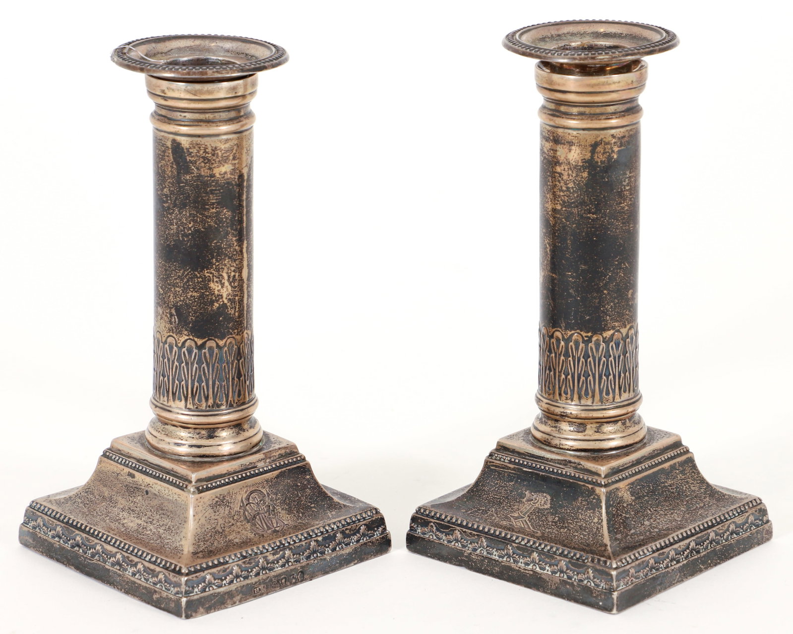 Pair of English Sterling Silver Weighted Candlesticks 1878 (1 of 3)
