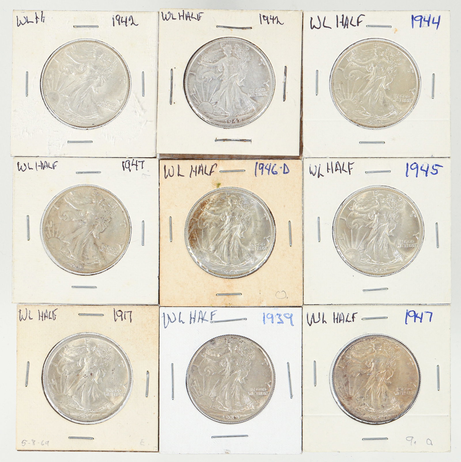 9 Walking Liberty Half Dollar 90 Percent Silver Coins (1 of 4)