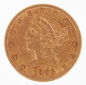 1903 $5 Gold Liberty Head Coin by Gobrecht