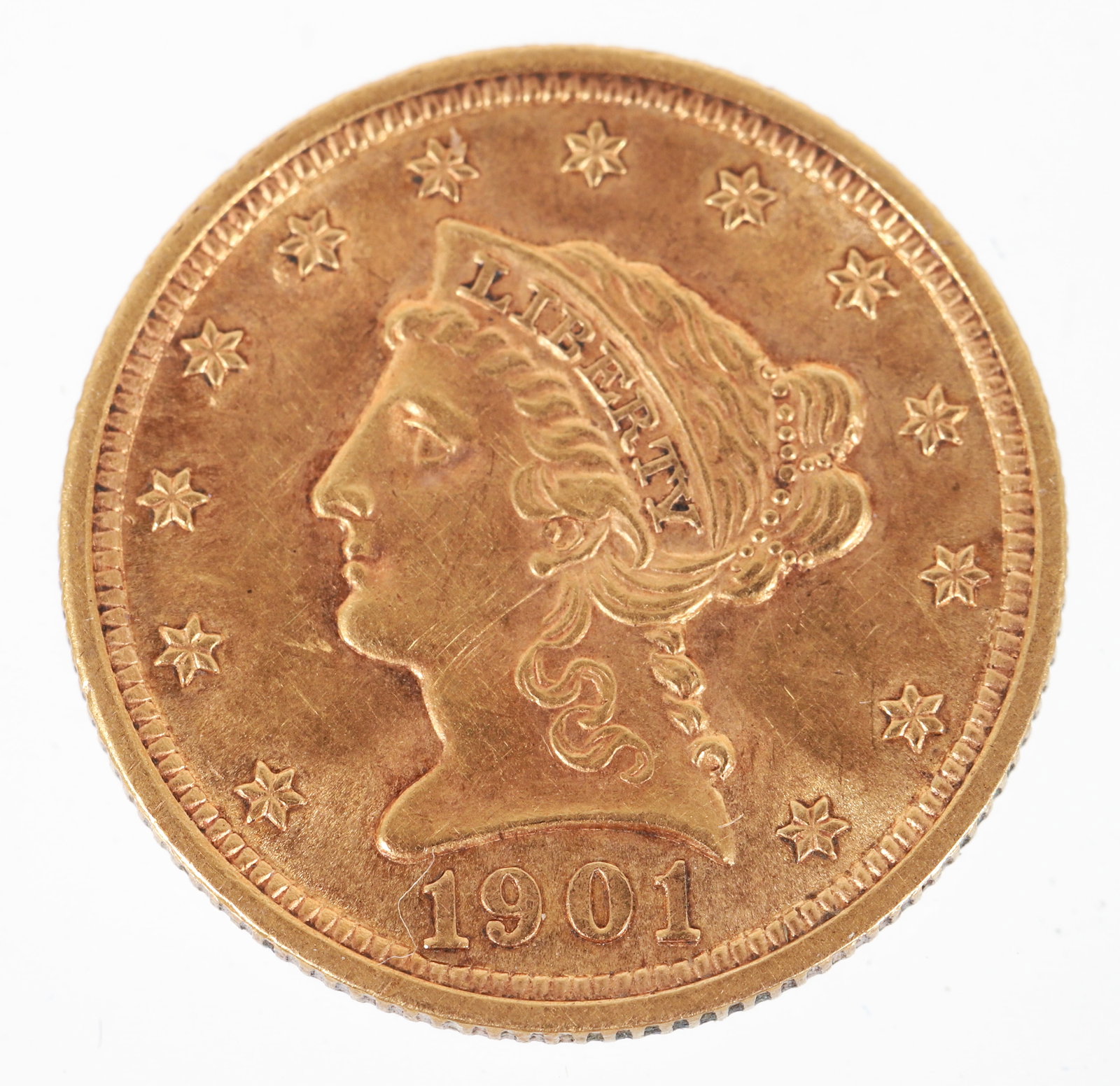 1901 $2 1/2 Dollar Liberty Head Gold Coin (1 of 2)
