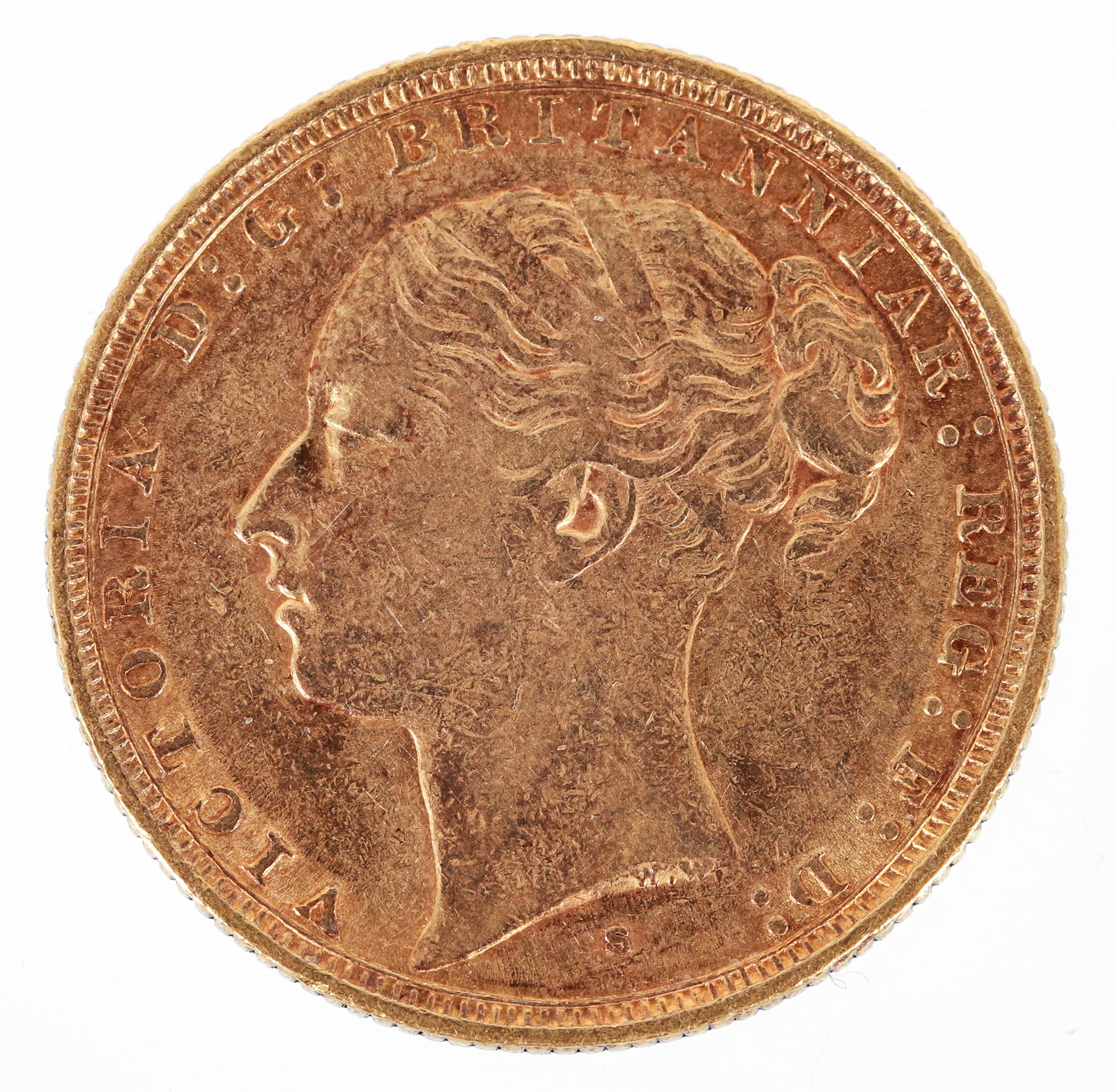 Great Britain Gold Sovereign 1885 Young Head Victoria: Great Britain Gold Sovereign 1885 Young Head Victoria. Weighs approximately 0.255 ozt. Please Note: Payment for this lot (and all other coin, gold and silver lots) can only be made by Wire/ACH Transfe