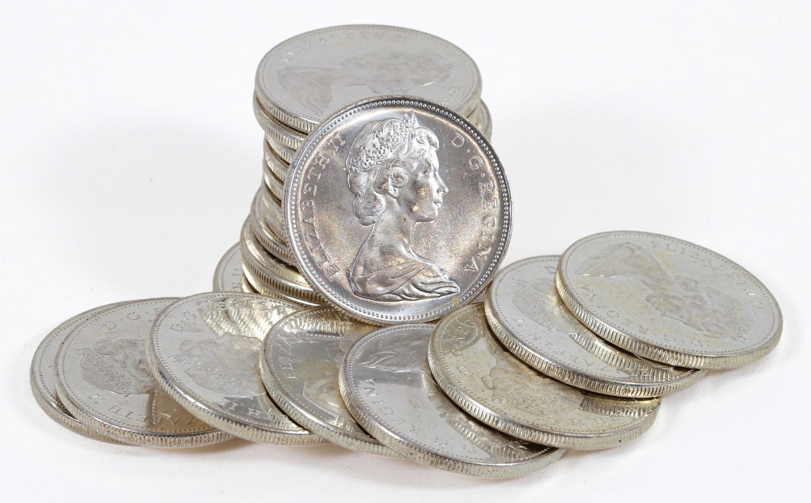 19 Elizabeth II Canadian Silver Dollars 1966 (1 of 3)
