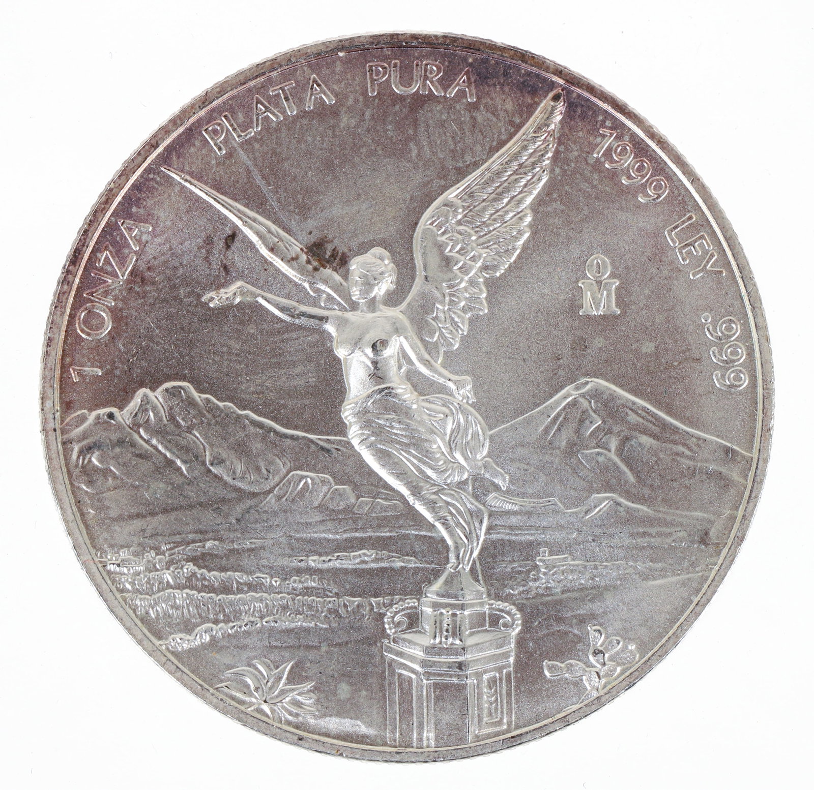 1999 Mexican Silver Dollar: 1999 Mexican Silver Dollar. 1 ounce of Silver. Please Note: Payment for this lot (and all other coin, gold and silver lots) can only be made by Wire/ACH Transfer, cashier's check or cash.