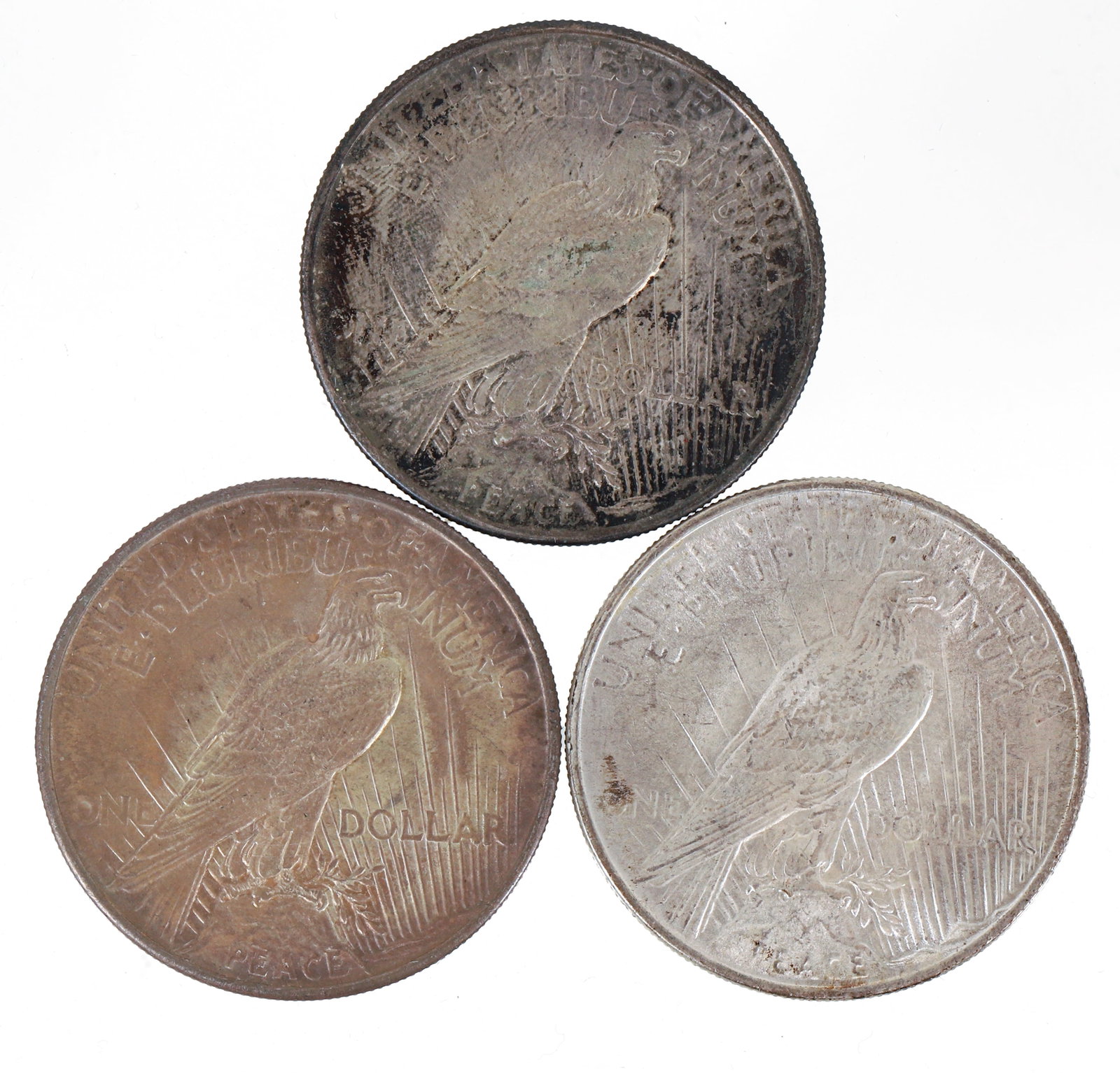 Three 1922 Silver Peace Dollars - 2