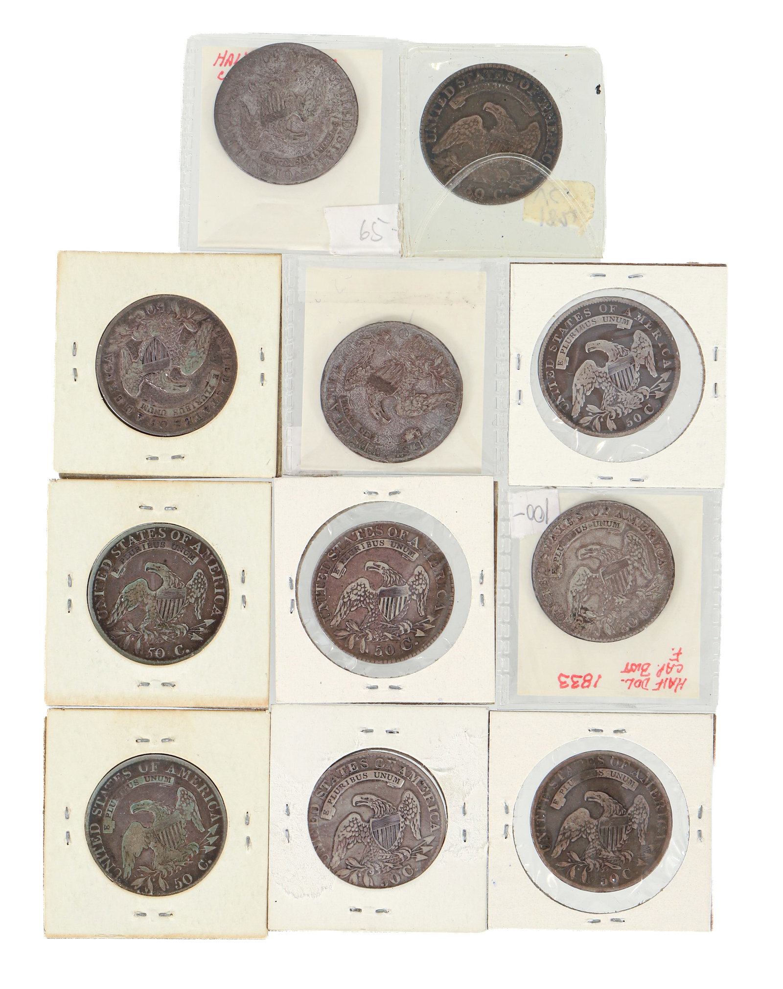 11 silver Capped Bust US Half Dollars - 2