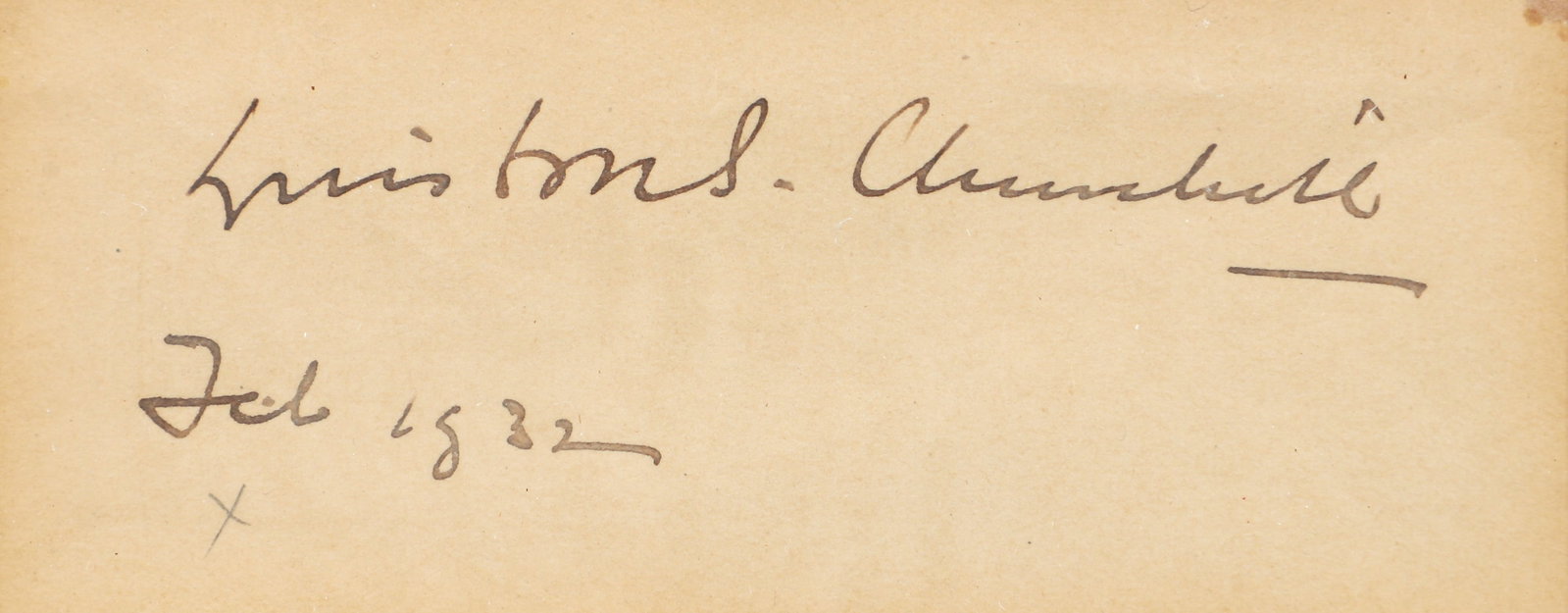 Winston S. Churchill Autograph dated February 1932: Autograph note signed in ink by Prime Minister Winston S. Churchill and dated by him Feb. 1932, sight 2 x 4.25 inches, framed 6 x 10.5 inches, comes with a 1965 Churchill Coin. In the winter of 1932