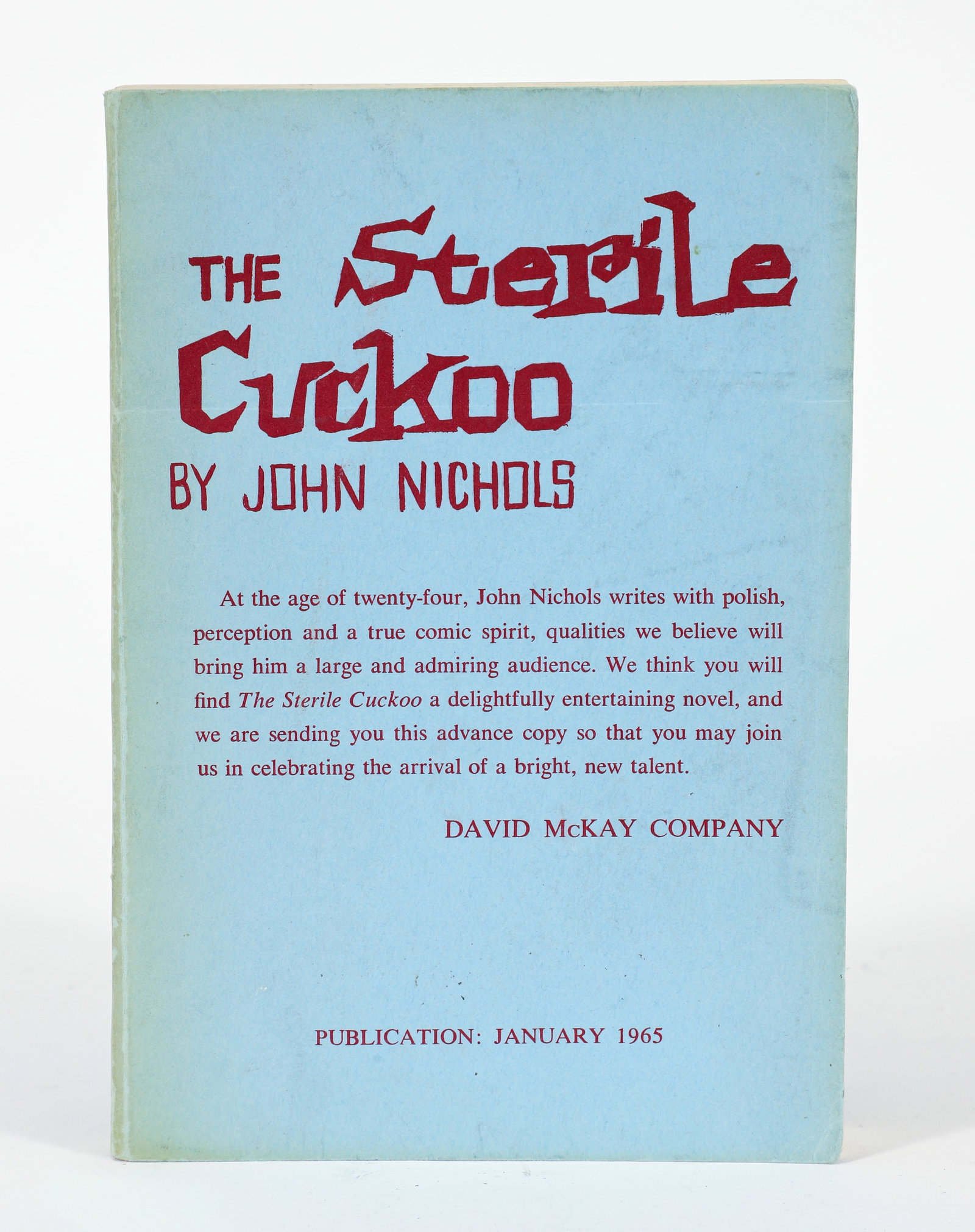 John Nichols Sterile Cuckoo Signed ARC Proof 1965 (1 of 2)