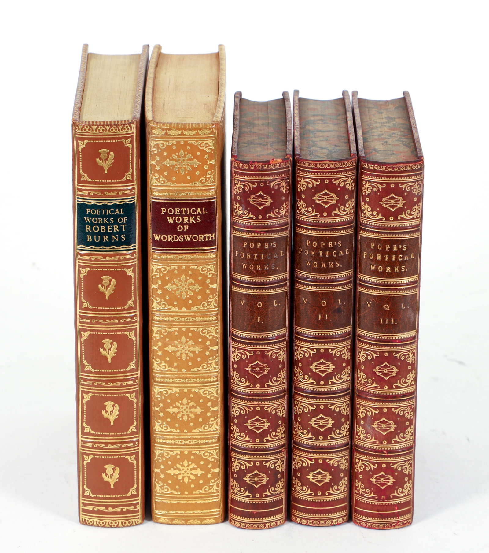 5 Poetry Books in Full Leather Fine Bindings (1 of 2)