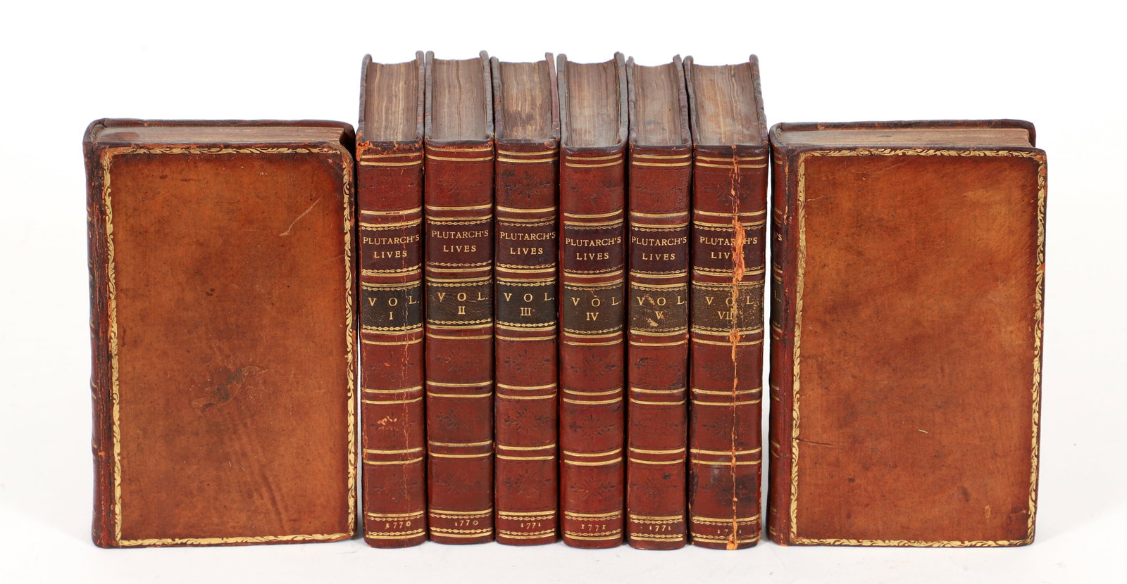 8 volume set of Plutarch's Lives 1770-1771 Leather Bindings (1 of 2)