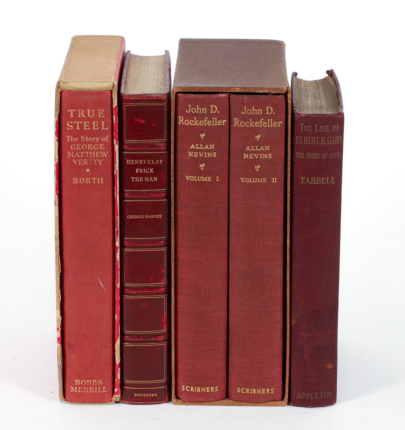 Lot of 5 books on The Steel Industry Frick Rockefeller Tarbell: Lot of 5 books about The Steel Industry: George Harvey, Henry Clay Frick: The Man, 44 of 200 copies, privately printed, full leather binding; Christy Borth, True Steel: The Story of George Matthew Ver