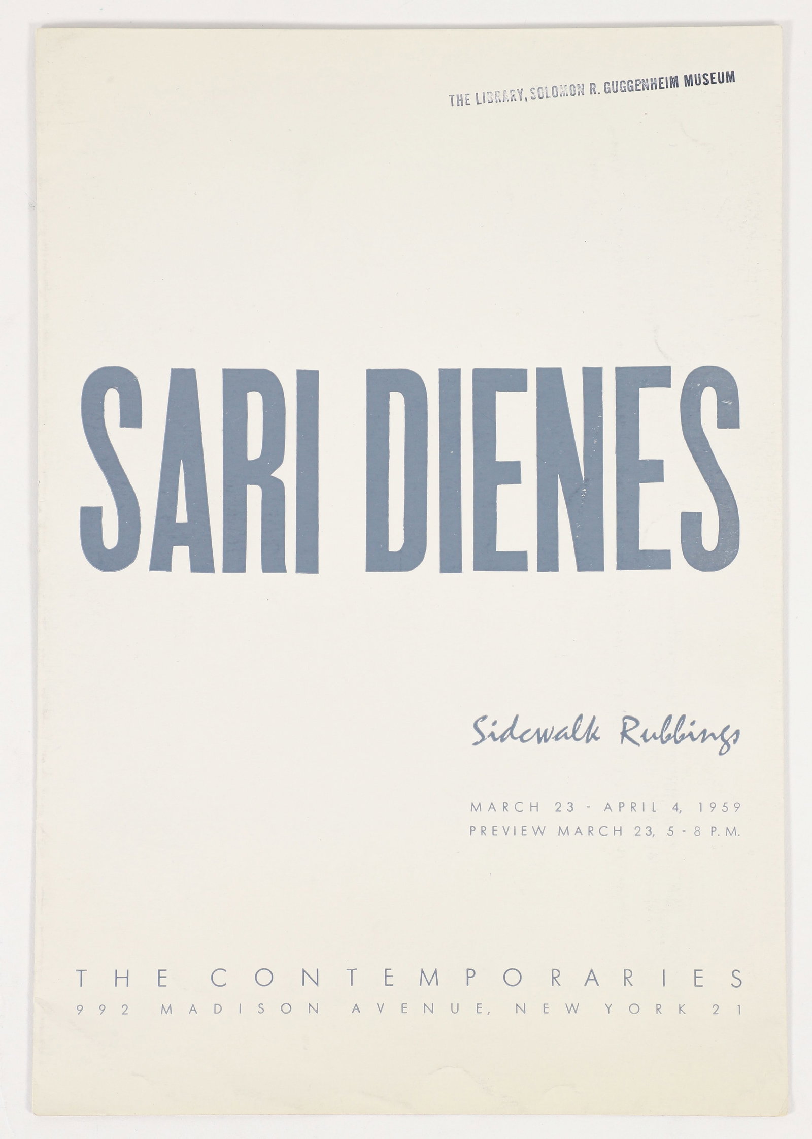 Sari Dienes Signed Invitation plus Sidewalk Rubbing Print 1959 (1 of 3)