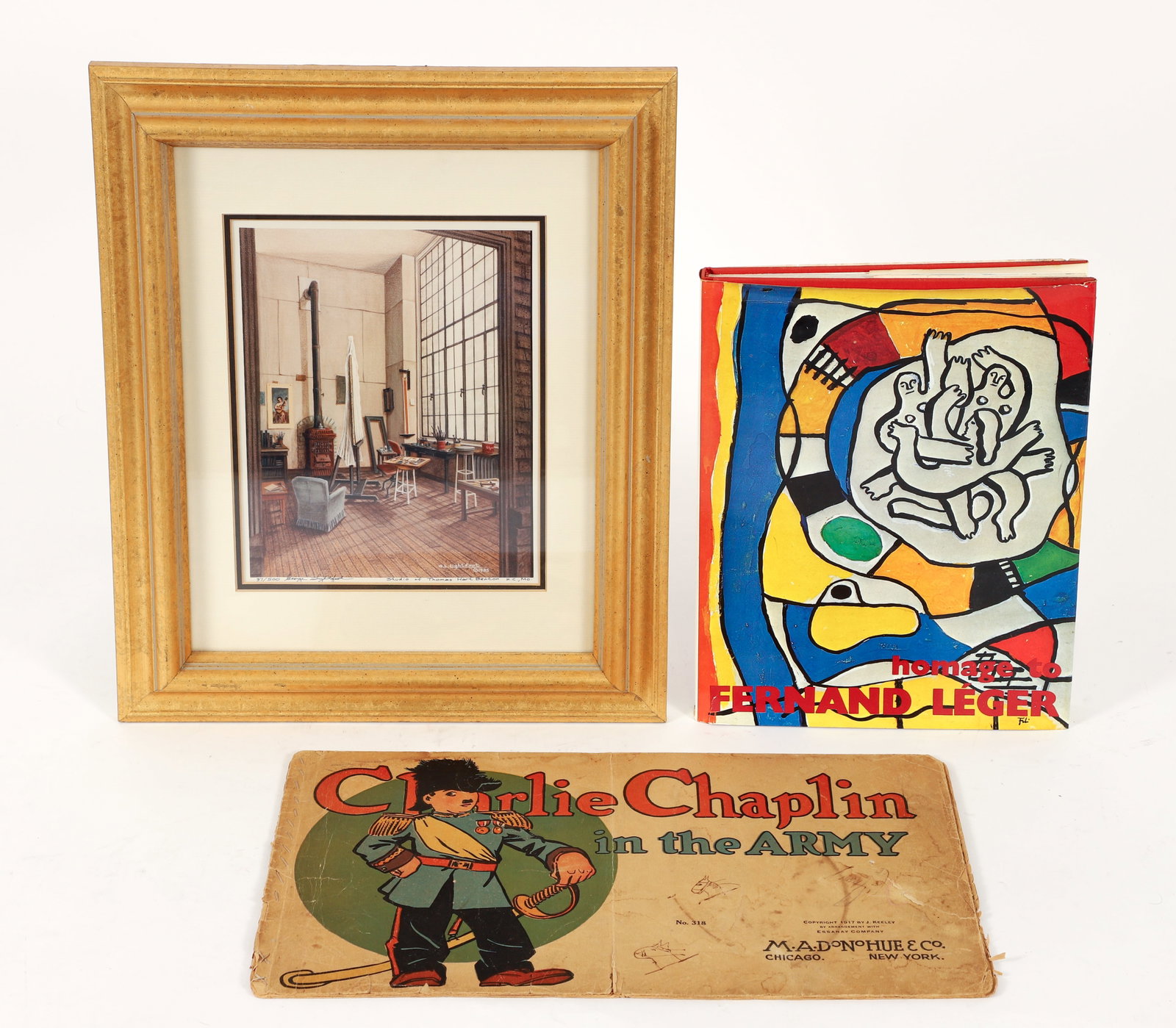 Assorted Lot Books and Art, Leger, Chaplin and Benton (1 of 2)