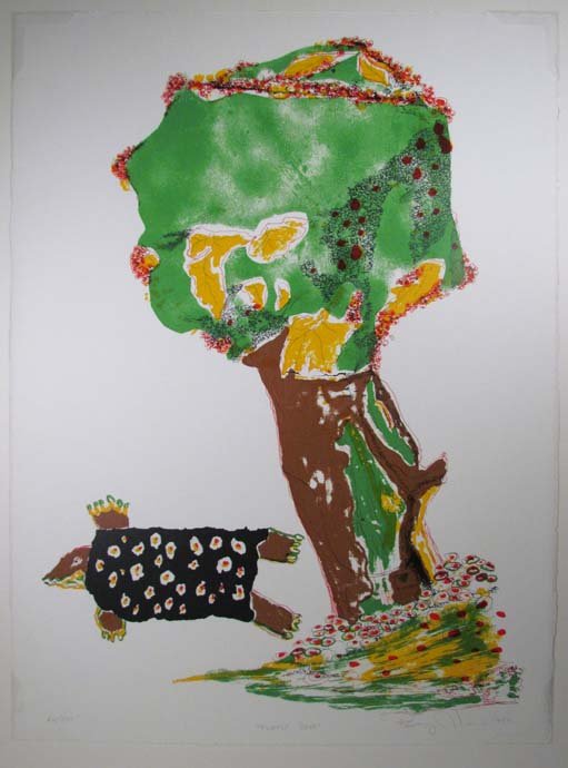 Benny Andrews Turtle Dove litho: Artist: Andrews, Benny (African-American, 1930-2006) Title: Turtle Dove Date: 1980 Medium: lithograph printed in colors Dimensions: 30.25 x 22.25 inches Edition: 62/275 Signature: Pen