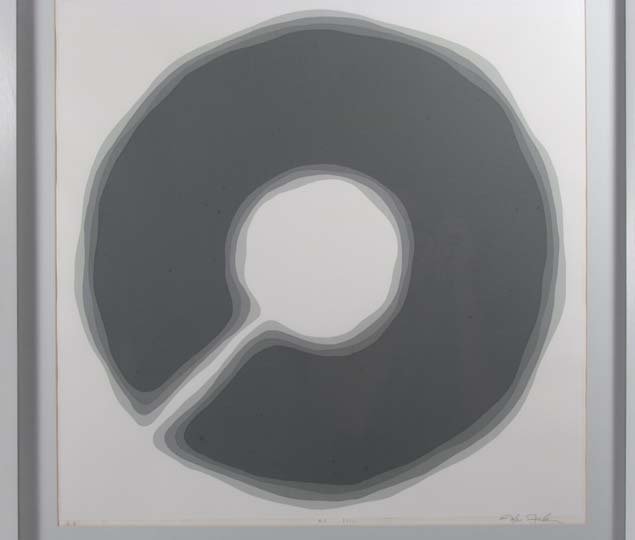 Nobu Fukui 1970 abstract original screenprint: Artist: Fukui, Nobu (American, born 1941) Title: Number 3 Date: 1970 Medium: screenprint Dimensions: 21 x 21 inches Signature: pencil signed LR, titled dated in the center and AP in LL Fr