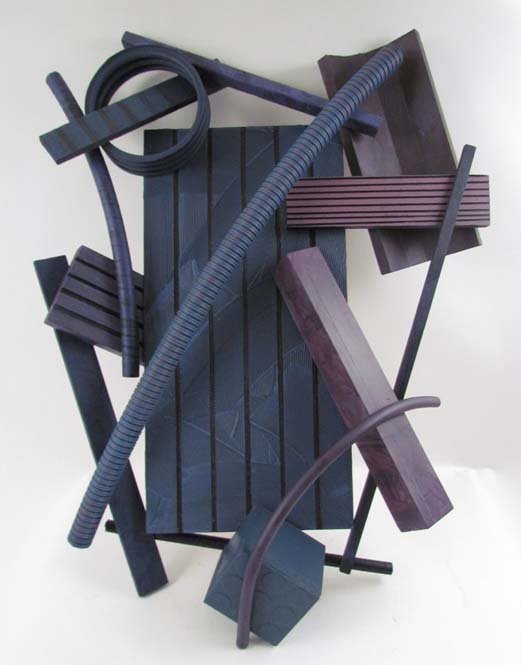 Gary Jurysta mixed media wall relief: Artist: Jurysta, Gary Title: River Drive Date: 1992 Medium: acrylic on wood and PVC pipe Dimensions: 34 x 27 x 6 inches Signature: signed, titled and dated on stretcher reverse