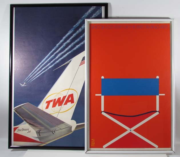 Klein TWA Poster/Per Arnoldi Lincoln Center: Artist: Klein, David (American, 1918 - 2005) Arnoldi, Per (Danish, b.1941) Title: TWA Boeing 707 Star Stream Jet, Lincoln Center for the Performing Arts-Film Date: 1960 and 1970's Medium: offset litho