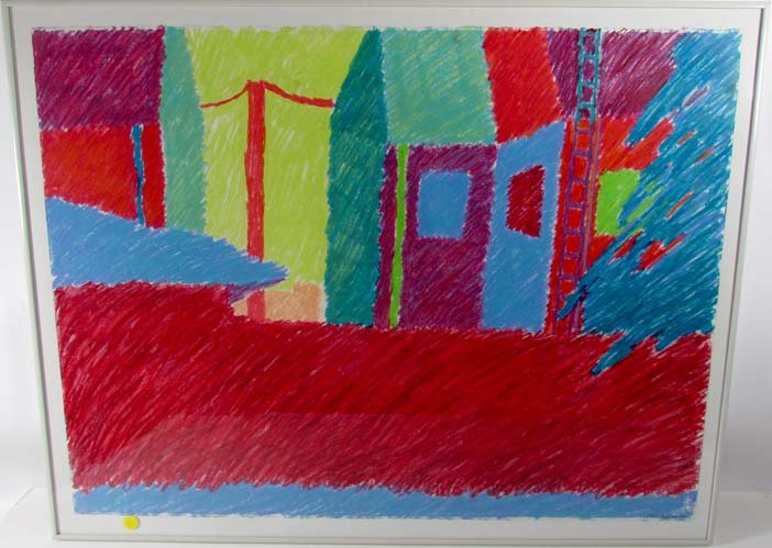 Diane Samuels crayon drawing "Sampsonia Way": Artist: Samuels, Diane (Contemporary American) Title: Sampsonia Way Date: 1986 Medium: crayon & craypas drawing Dimensions: 22.5 x 30 inches Signature: signed and dated lower right Proven