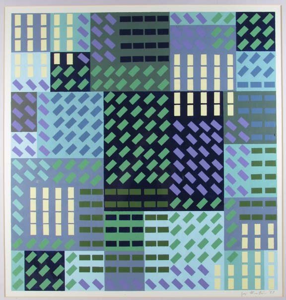 Joyce Weinstein Painting Geometric: Artist: Weinstein, Joyce (American, b.1931) Title: Untitled Date: 1987 Medium: acrylic paint on illustration board Dimensions: 21 x 20 image size, 27.5 x 26.5 paper size Signature: signed and d