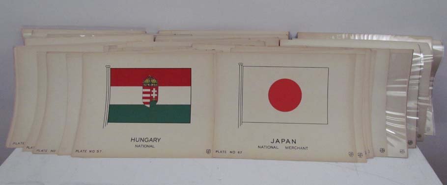 Approx. 50 WPA Screenprinted Flags of the World: Artist: WPA Title: Flags of the World, Merchant and Ensign Medium: serigraph printed in the colors Dimensions: 8.5 x 11 inches Description: possibly printed for use in school rooms Signature: