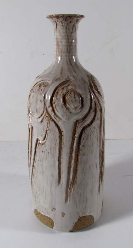 Charles Counts "Bottle Form with Incised Decoration): Artist: Counts, Charles (American 1934-2000) Title: Bottle Form with Incised Decoration Medium: glazed stoneware Dimensions: 10.75 inches tall Signature: incised with signature on underside Provena