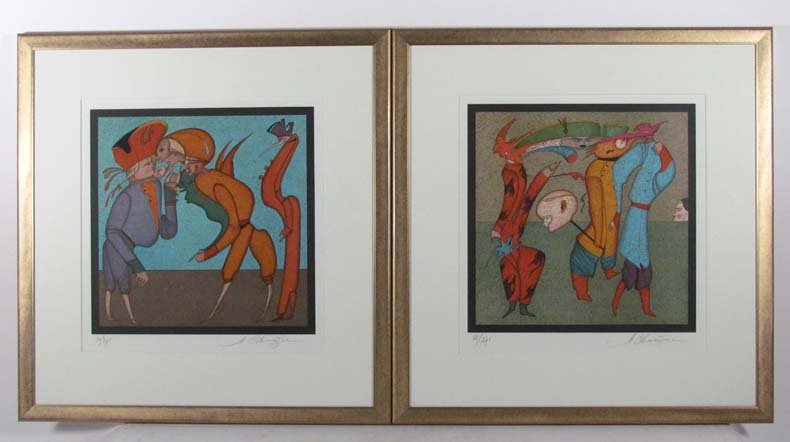 2 MIHAIL CHEMIAKIN orig lithos Carnival de St.: Artist: CHEMIAKIN, MIHAIL (RUSSIAN, born 1943) Title: Carnival de St. Petersburg and One from "Paris Suite" Date: circa 1983 Medium: lithographs printed in colors Dimensions: 11.5 x 11.6 inches Ed