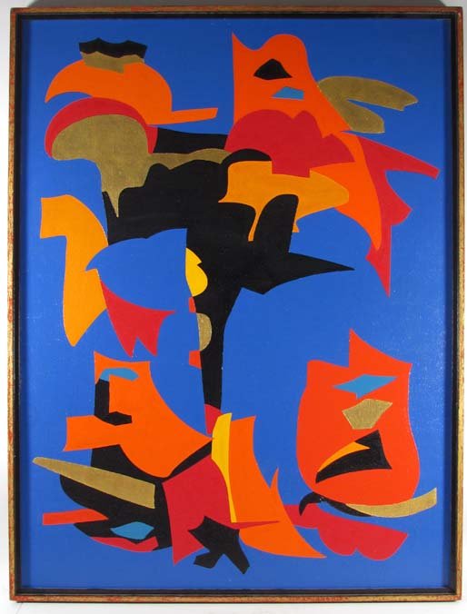 Ralston Thompson painting: Artist: Thompson, Ralston (Am. 1904-1975) Title: Tree and Rock Forms Medium: oil on canvas Dimensions: 39.25 x 29.5 inches Provenance: Columbus Museum of Art Frame Type: wood Frame Size:
